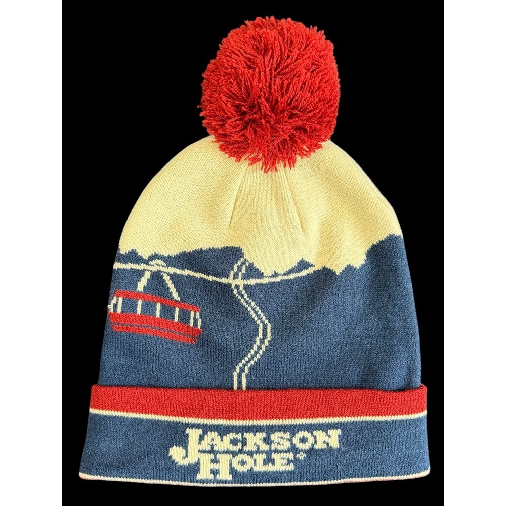 Cirque Mountain Jackson Hole Winter Ski Tram Pom Pom Unisex Beanie Hat Cap